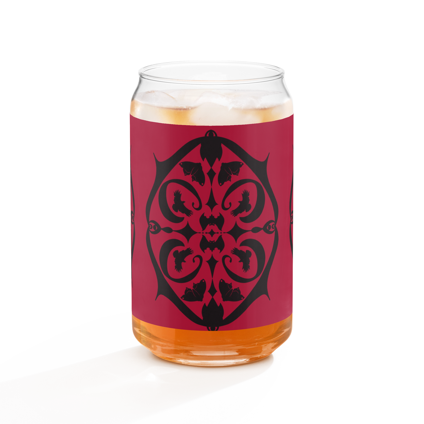 Bats, Ravens & Moths Folk Art  Can-shaped Glass