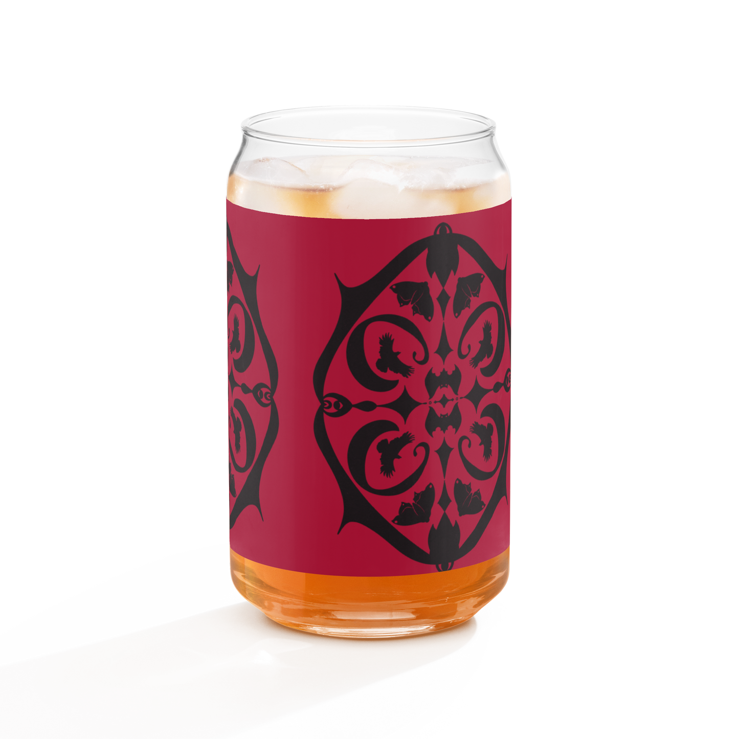 Bats, Ravens & Moths Folk Art  Can-shaped Glass