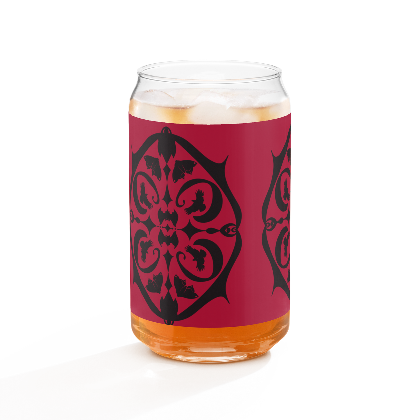 Bats, Ravens & Moths Folk Art  Can-shaped Glass