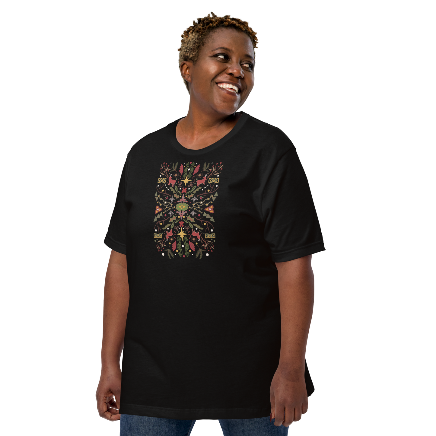 Camiseta de arte popular navideño celta