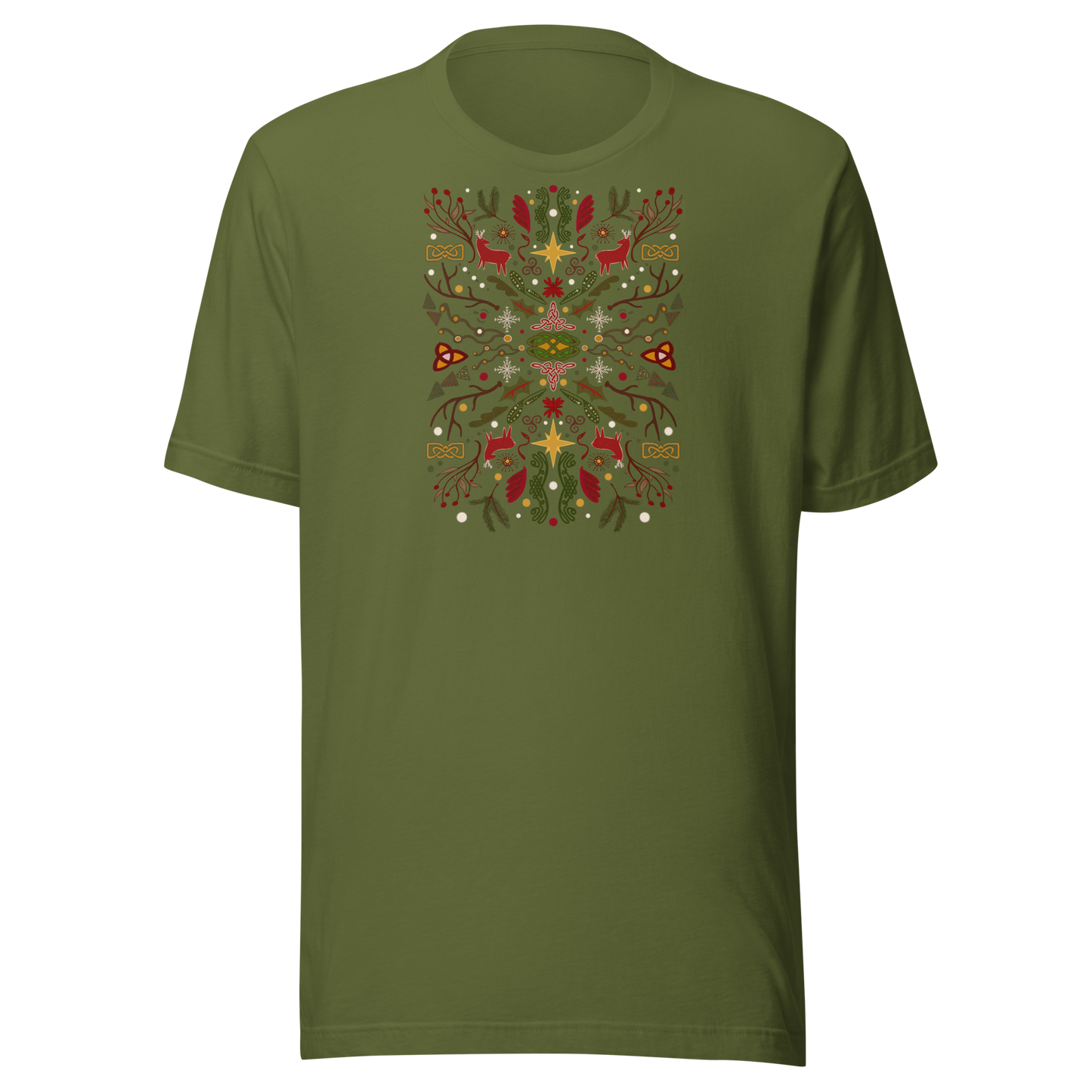 Camiseta de arte popular navideño celta