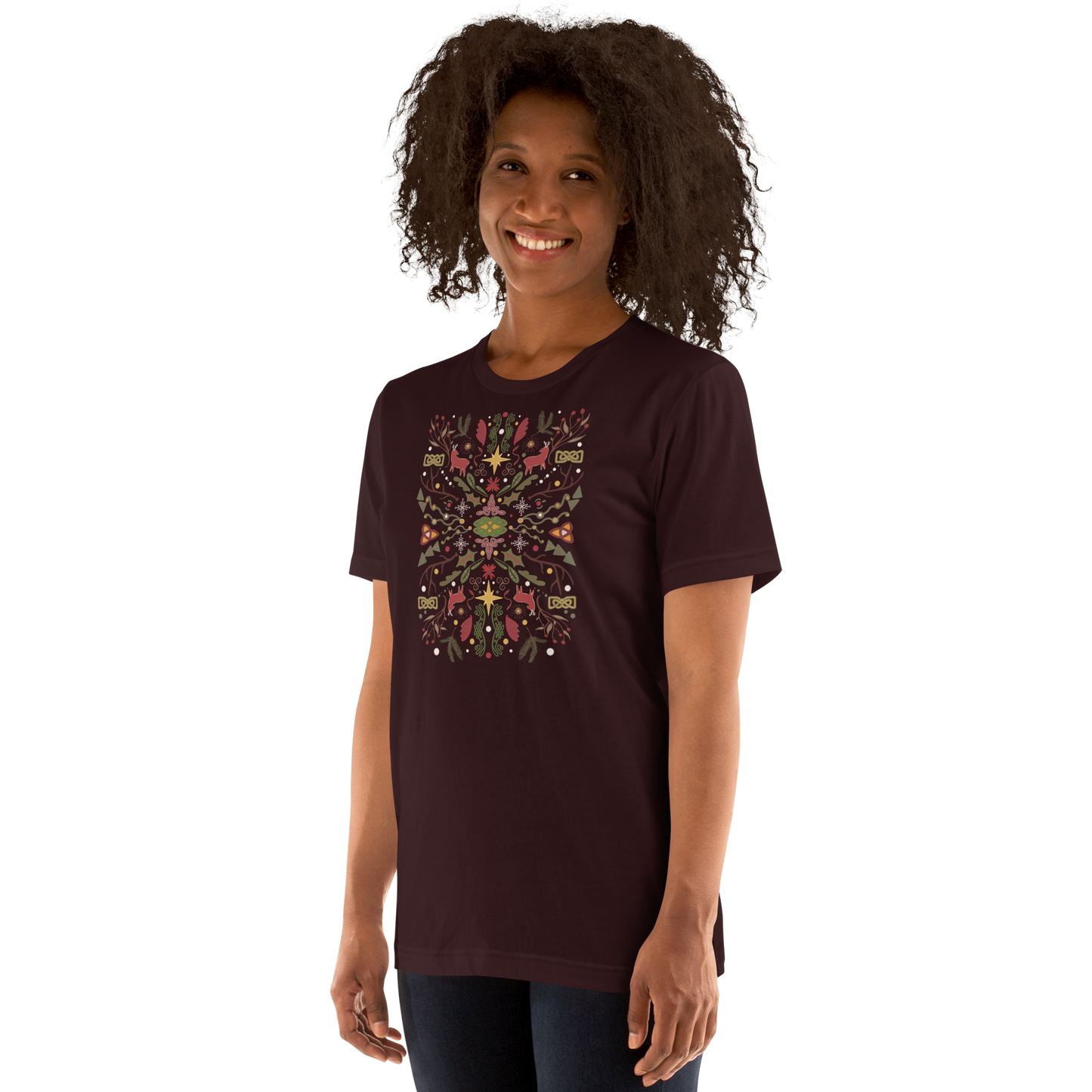 Camiseta de arte popular navideño celta