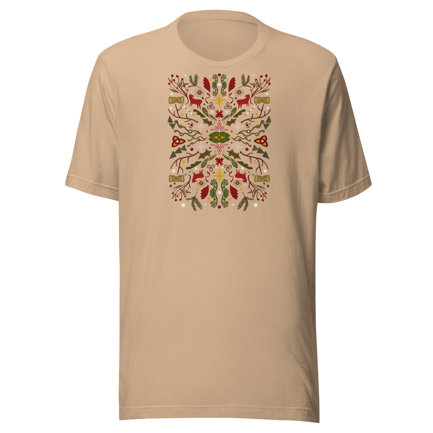 Camiseta de arte popular navideño celta