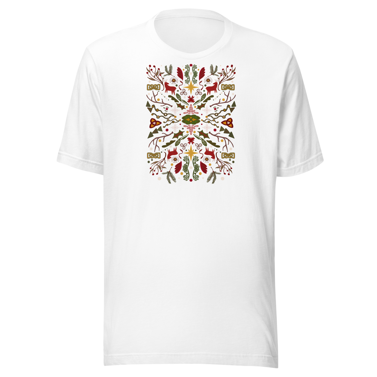 Camiseta de arte popular navideño celta