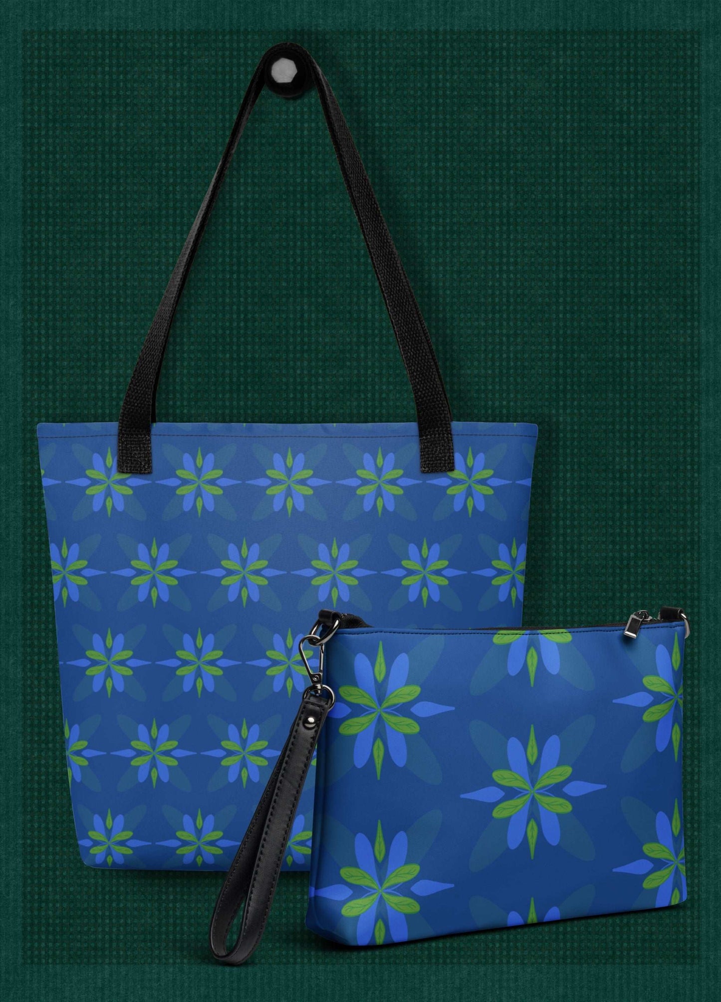 Blue Sky Botanical  Patterned Coordinating Crossbody Bag + Tote