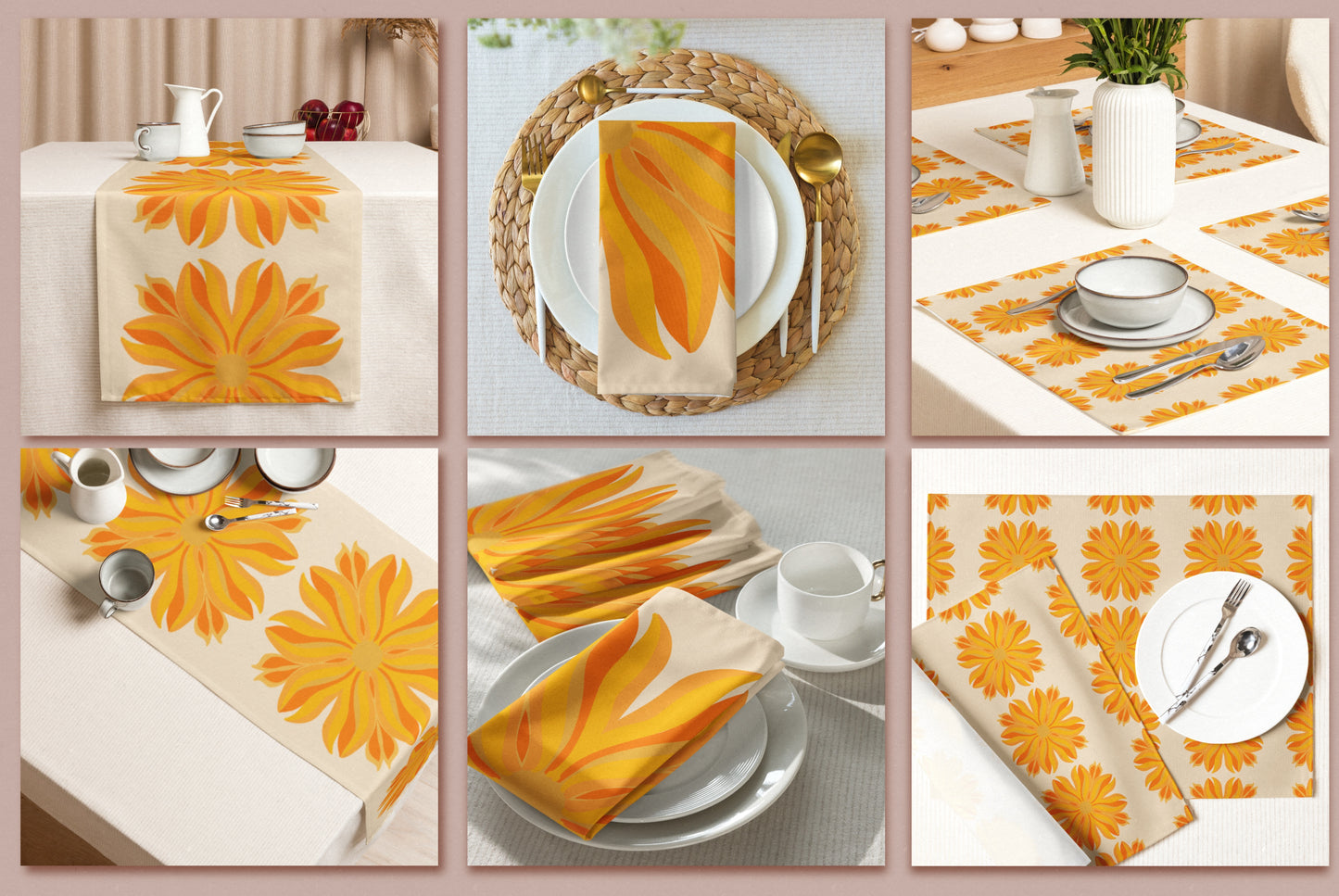 Retro Sunburst Dining Linens Bundle