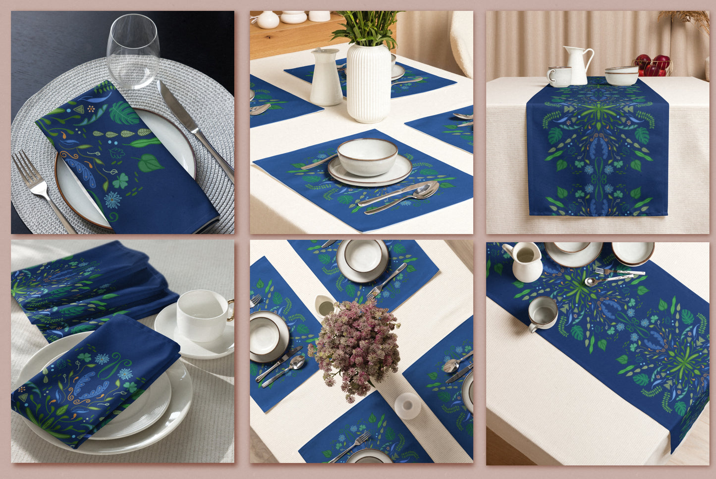 Leaf Pop Folk Art Dining Linens