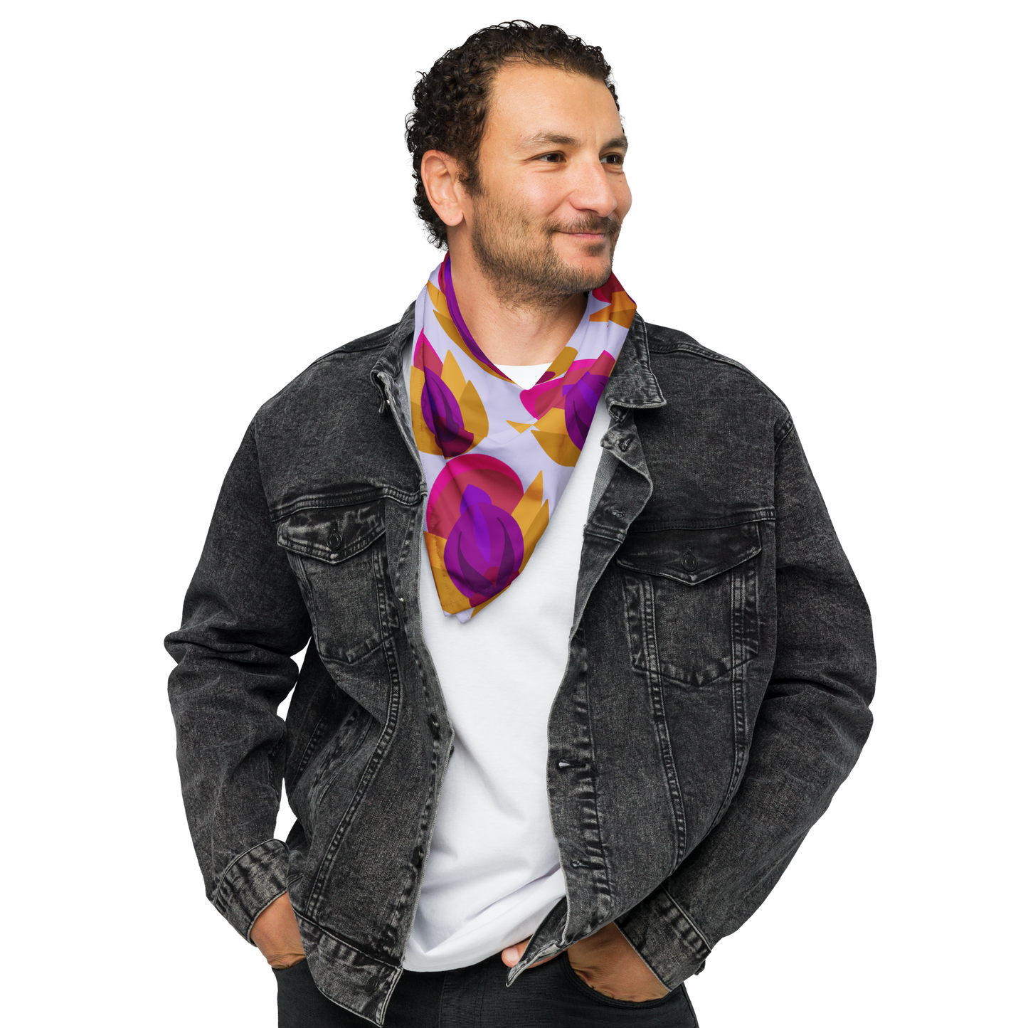 Retro Lotus Pattern Bandana Scarf