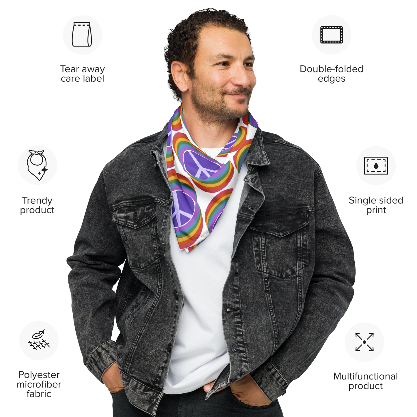 Rainbow Peace (Light) Bandana Scarf