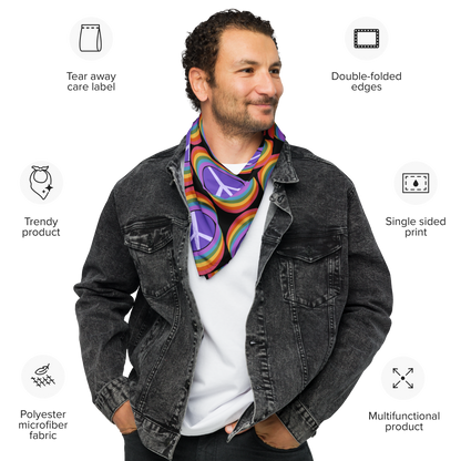 Rainbow Peace (Dark) Bandana Scarf