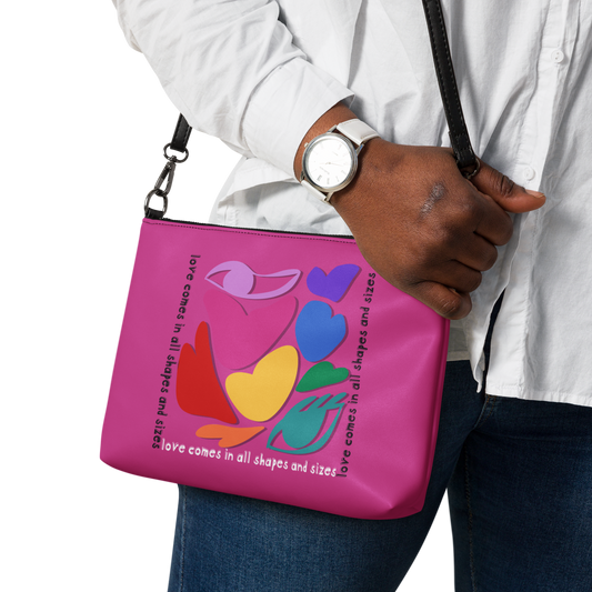 Love Comes in All Shapes & Sizes Rainbow Crossbody Bag