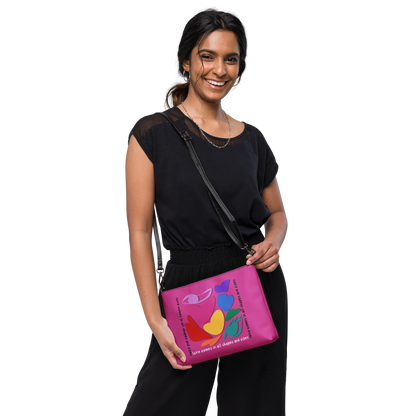 Love Comes in All Shapes & Sizes Rainbow Crossbody Bag