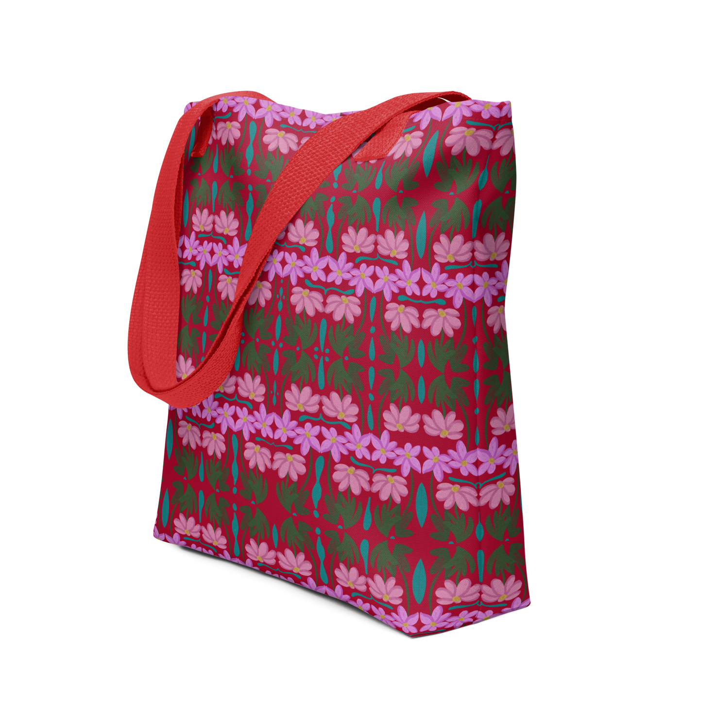 Retro Pink Daisy Pattern Tote