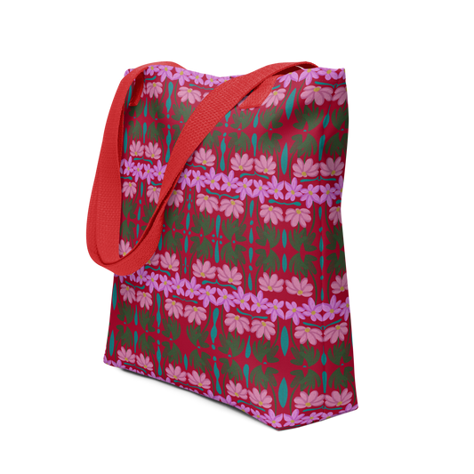 Retro Pink Daisy Pattern Tote