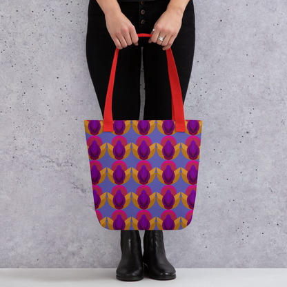 Retro Lotus Pattern Tote