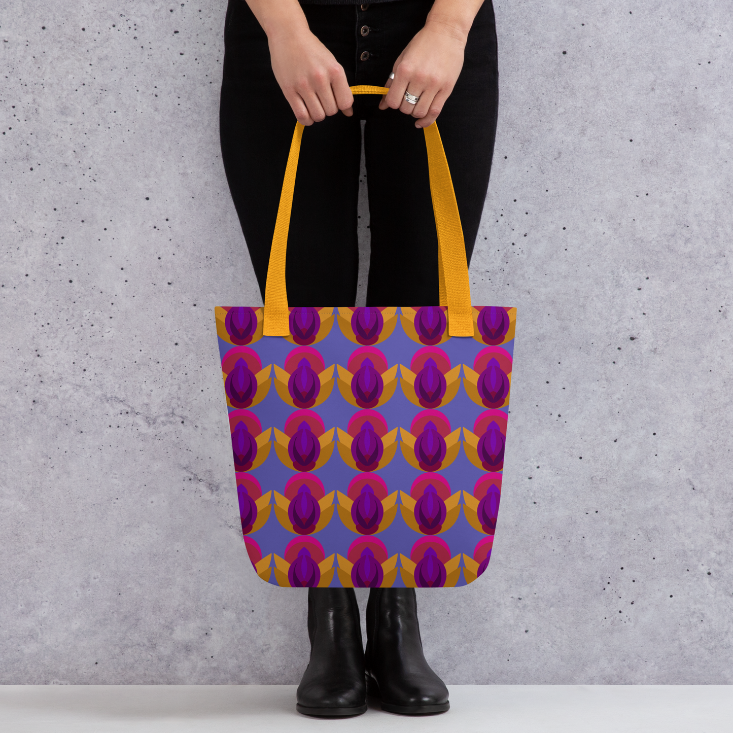 Retro Lotus Pattern Tote