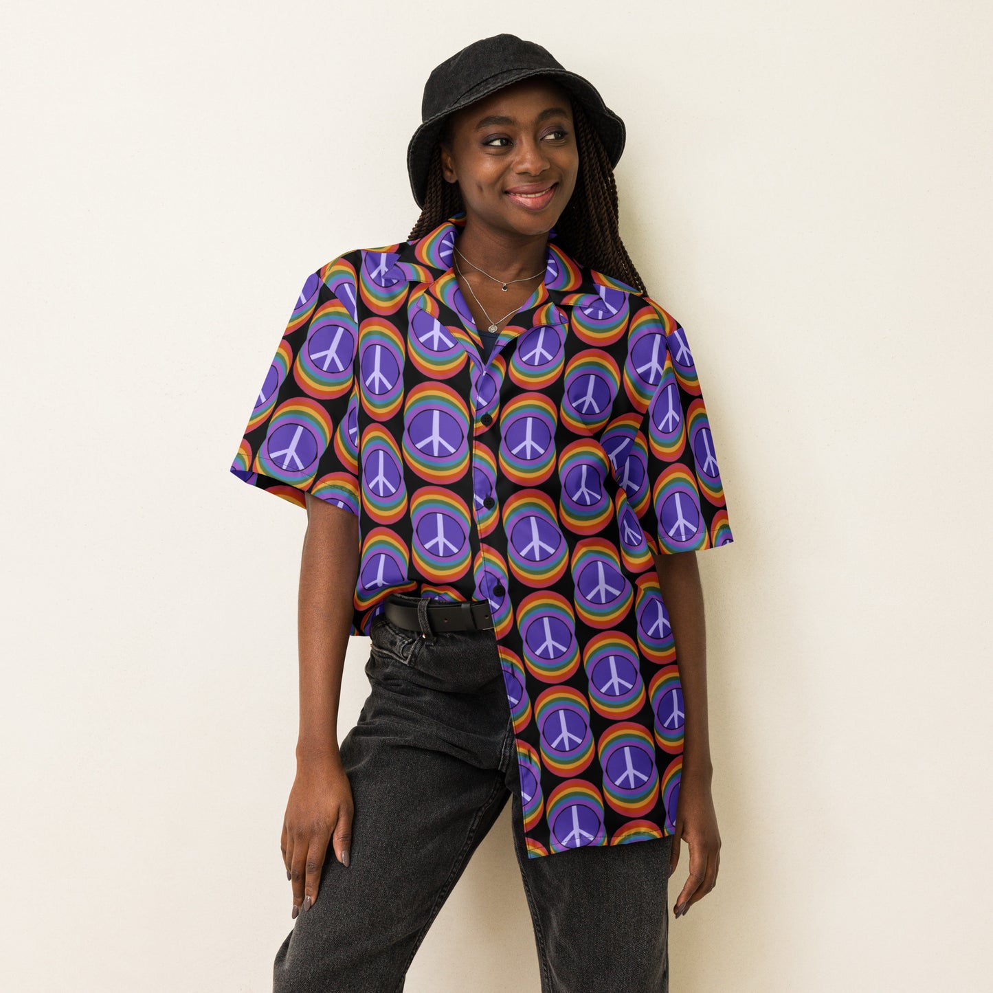 Rainbow Peace (Dark) Unisex Button-up Shirt