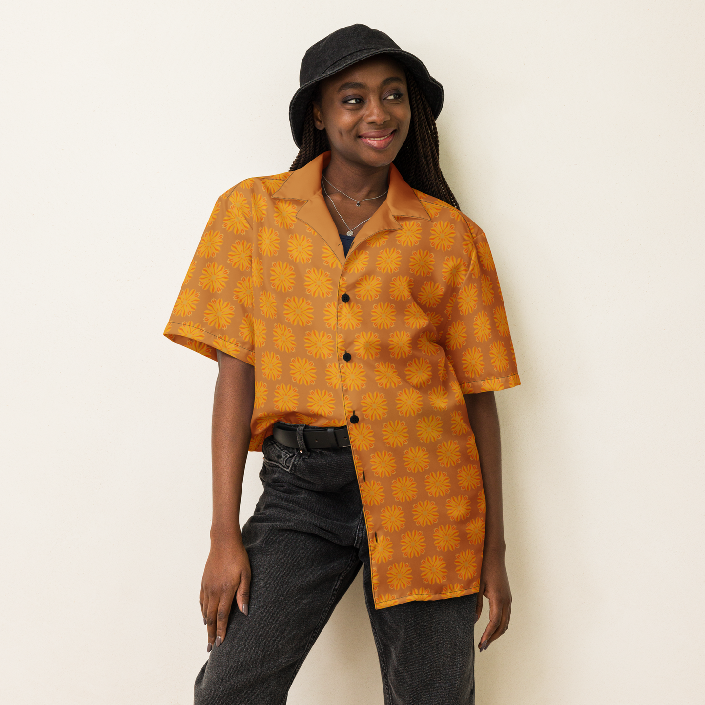 Retro Sunburst Unisex Button-up Shirt