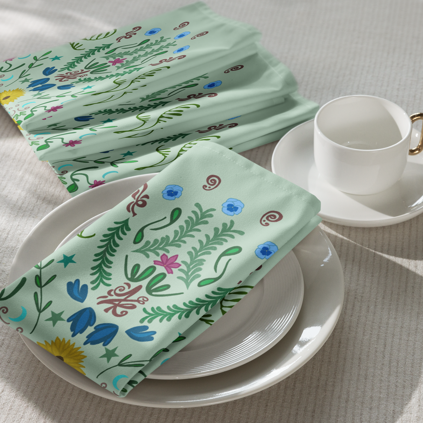 Sunflower Folk Art Cloth Napkin Set