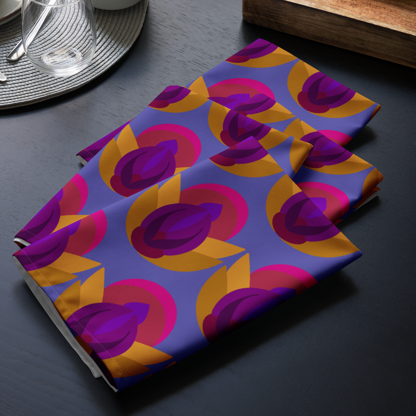 Retro Lotus Cloth Napkin Set