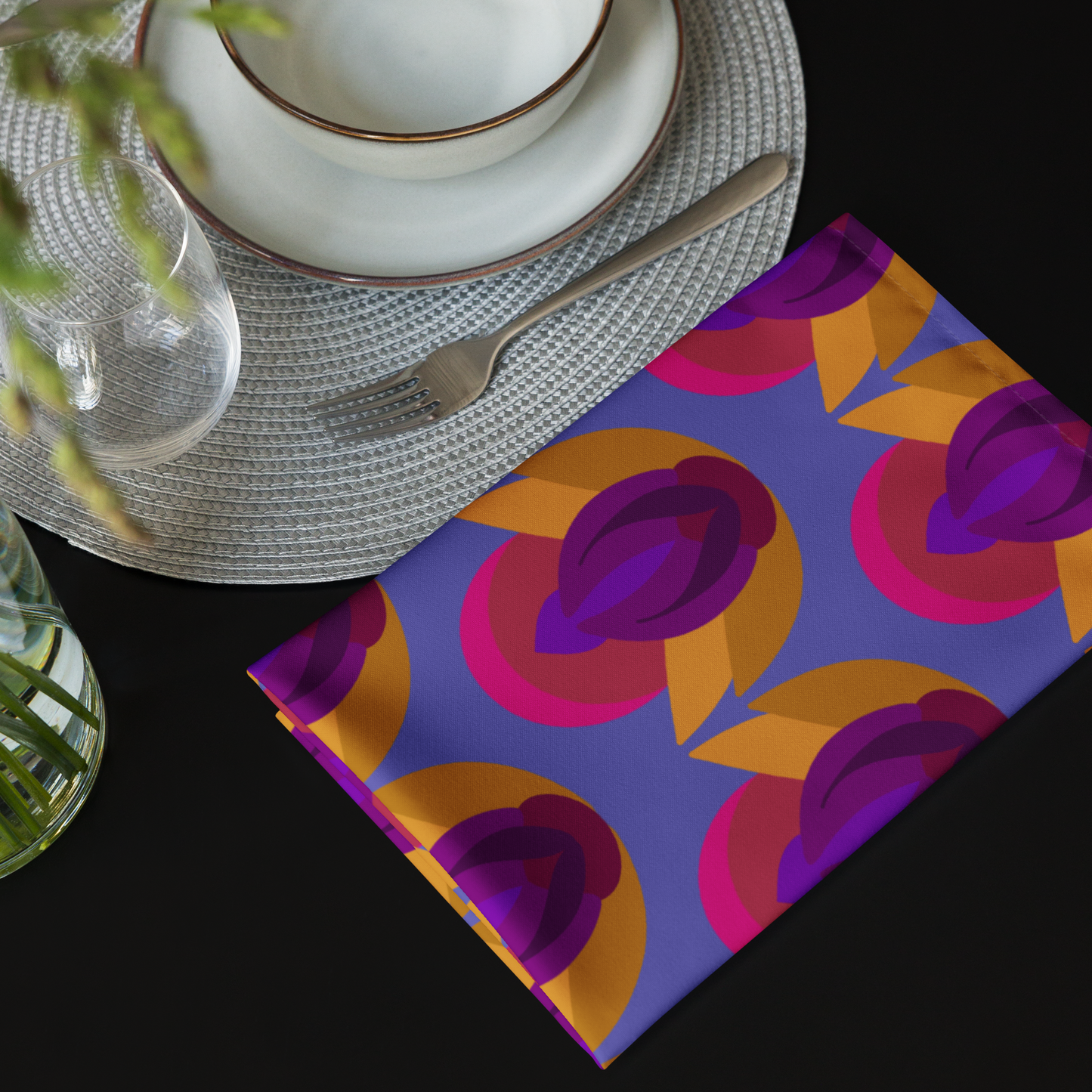 Retro Lotus Cloth Napkin Set