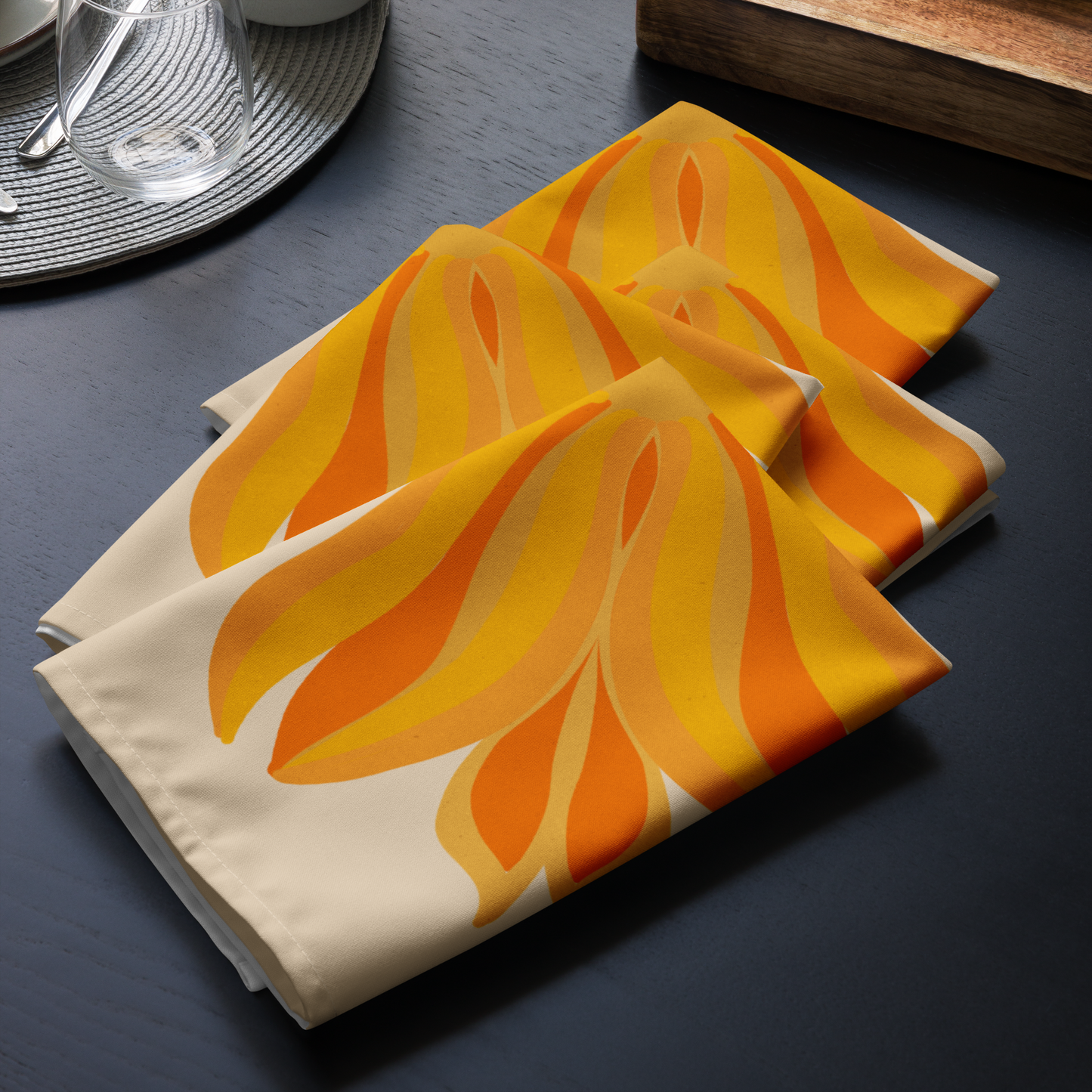 Retro Sunburst Cloth Napkin Set