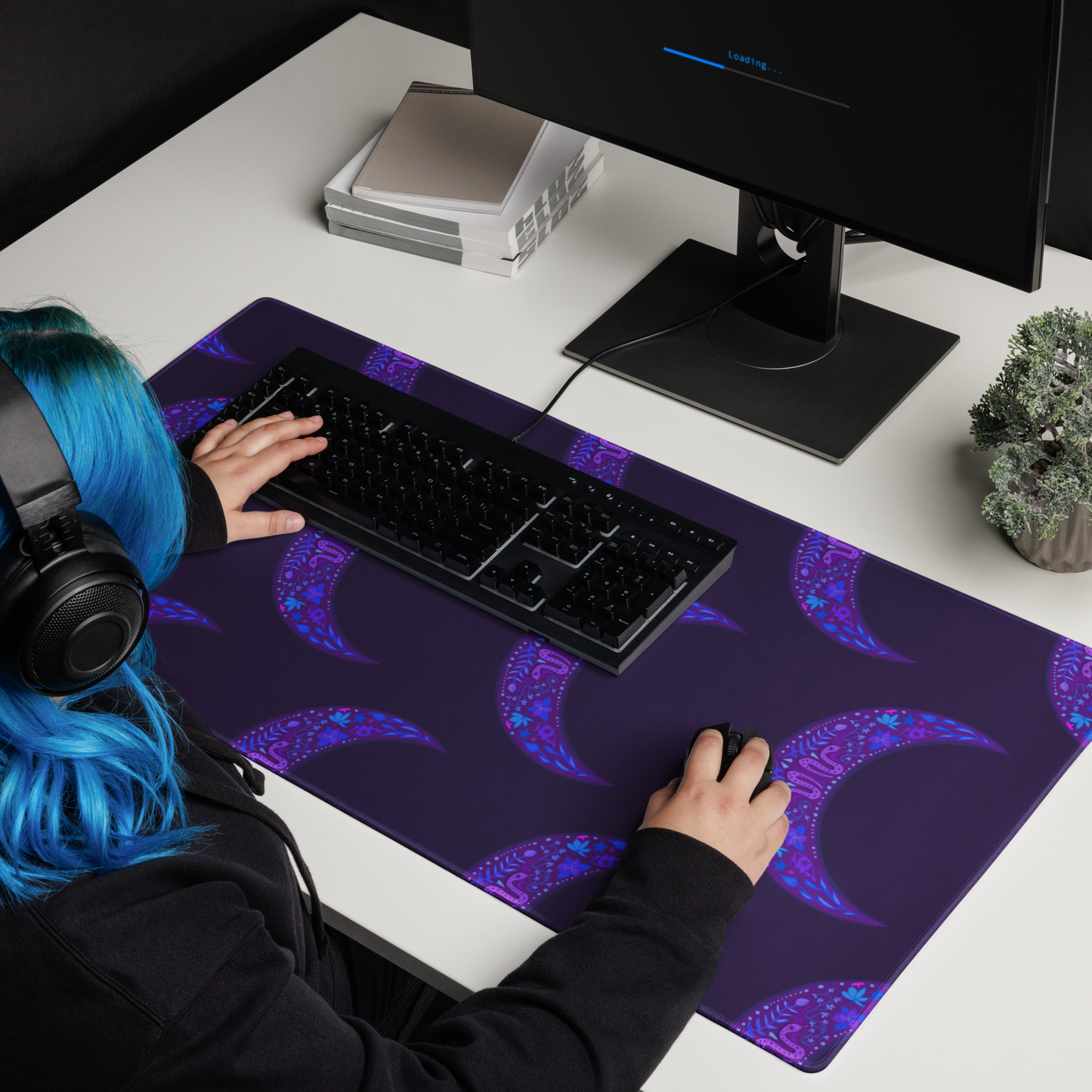 Serpent Moon Folk Art.  Gaming mouse pad