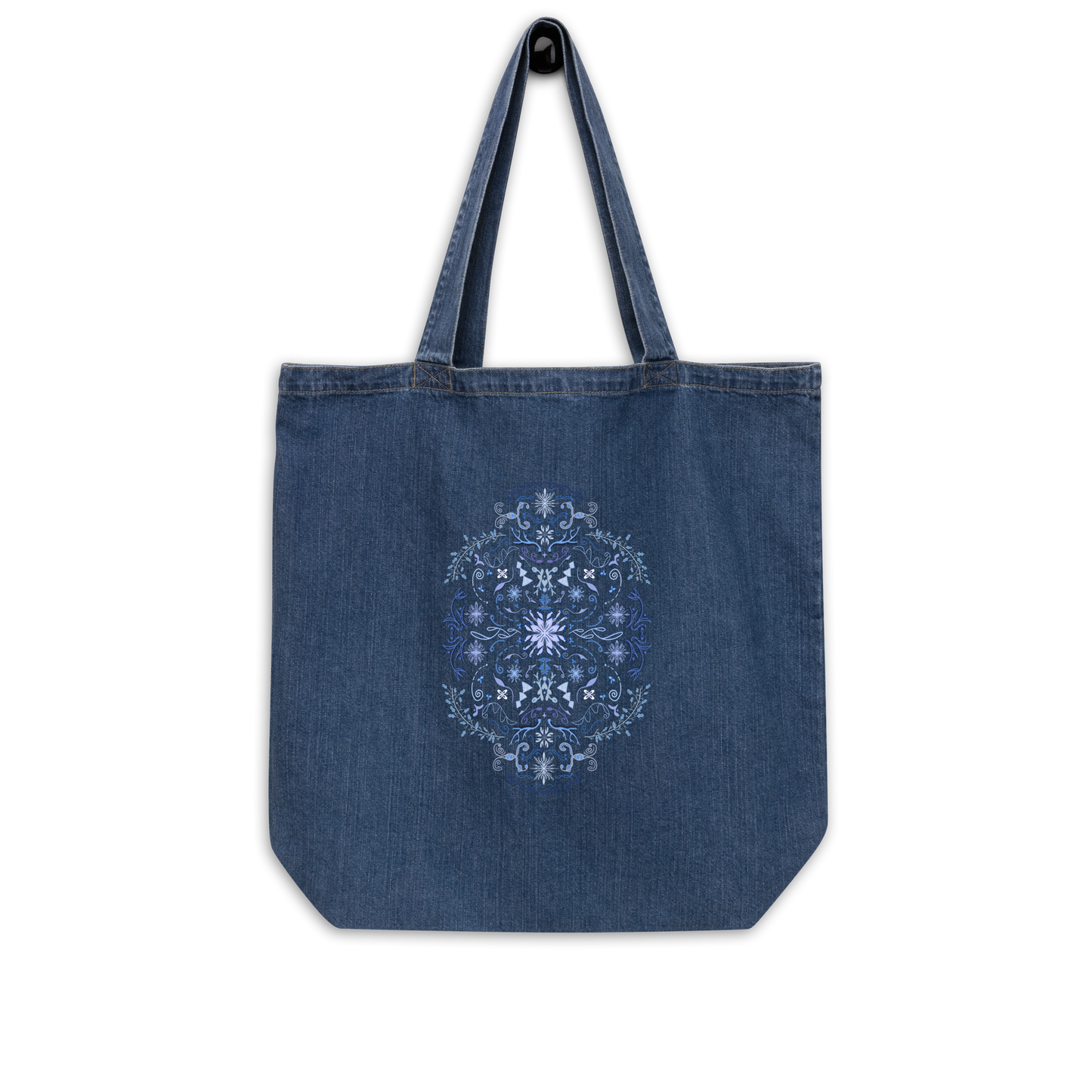 Winter Folk Art Organic Denim Tote