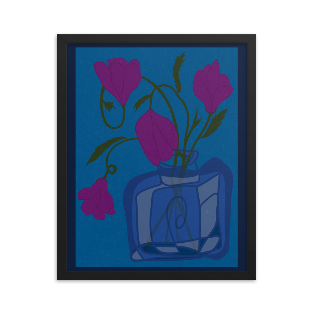 Retro Bell Flowers Framed Print