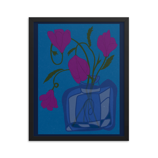 Retro Bell Flowers Framed Print