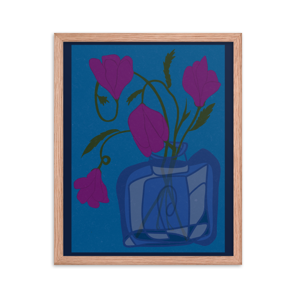 Retro Bell Flowers Framed Print