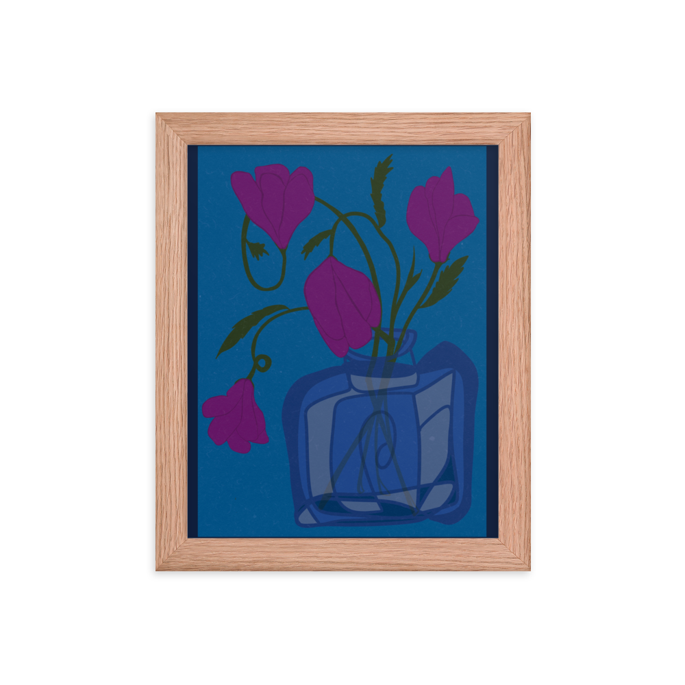 Retro Bell Flowers Framed Print