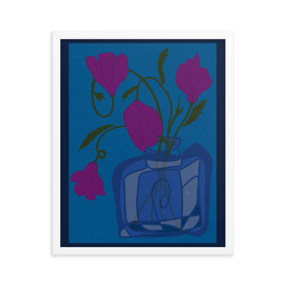 Retro Bell Flowers Framed Print