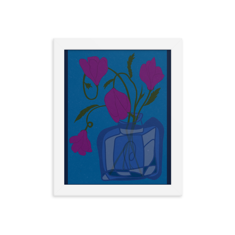 Retro Bell Flowers Framed Print