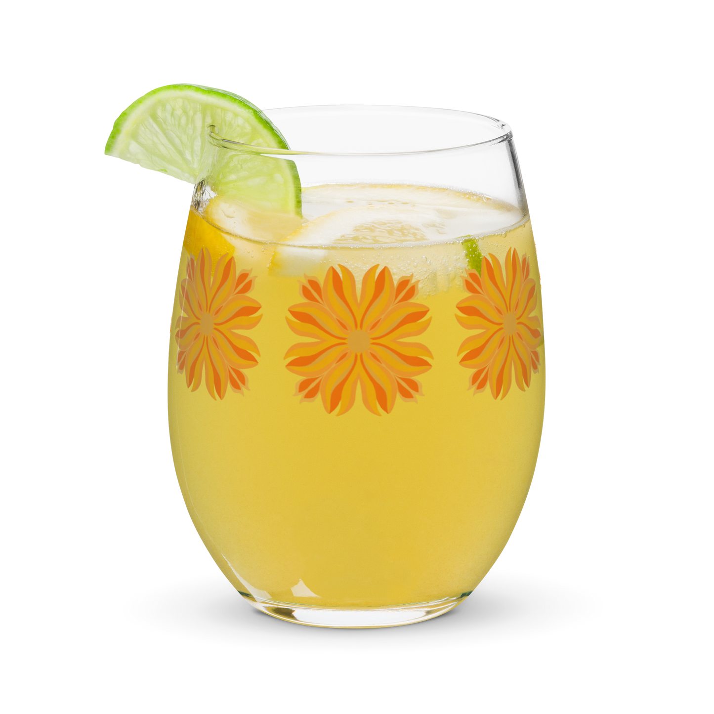 Retro Sunburst Stemless Cocktail Glass