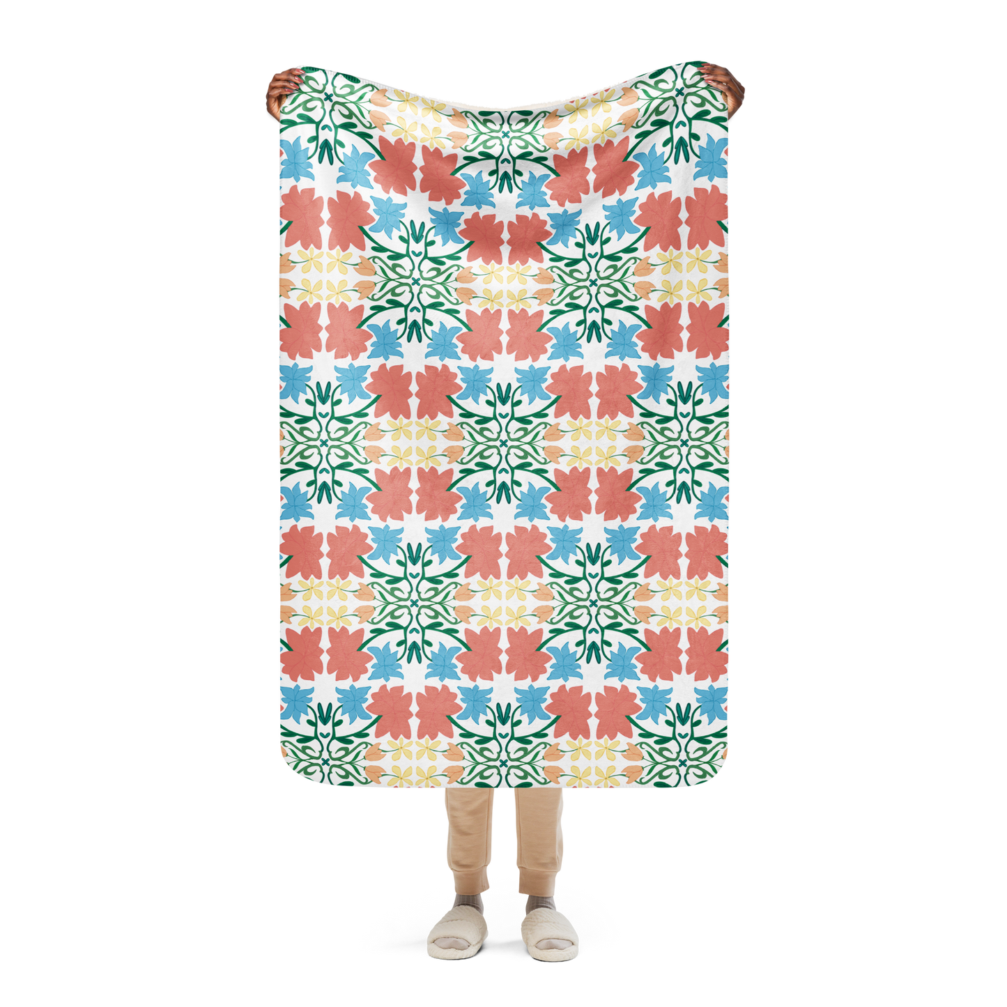 Retro Bouquet Sherpa Blanket