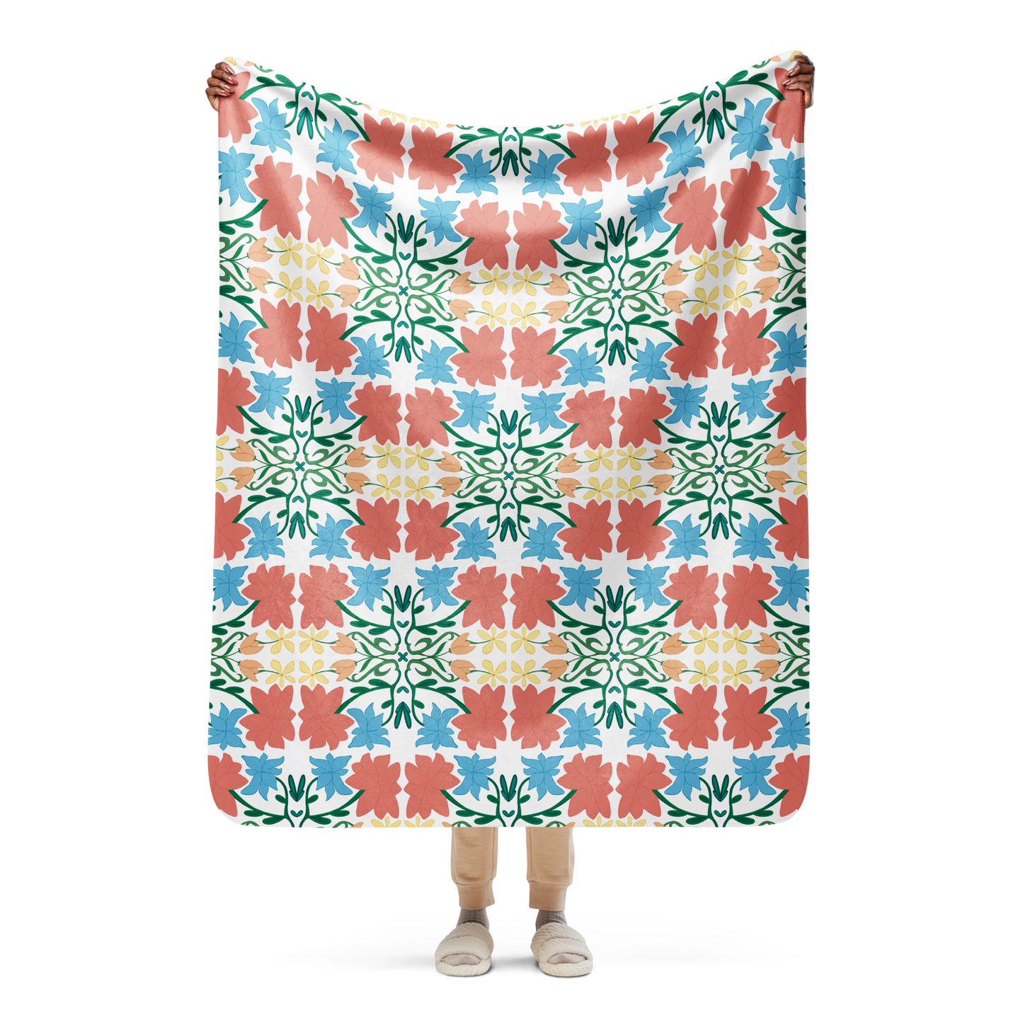 Retro Bouquet Sherpa Blanket