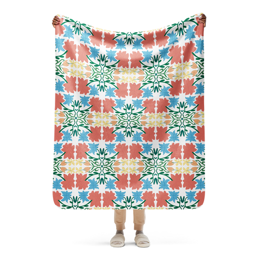 Retro Bouquet Sherpa Blanket