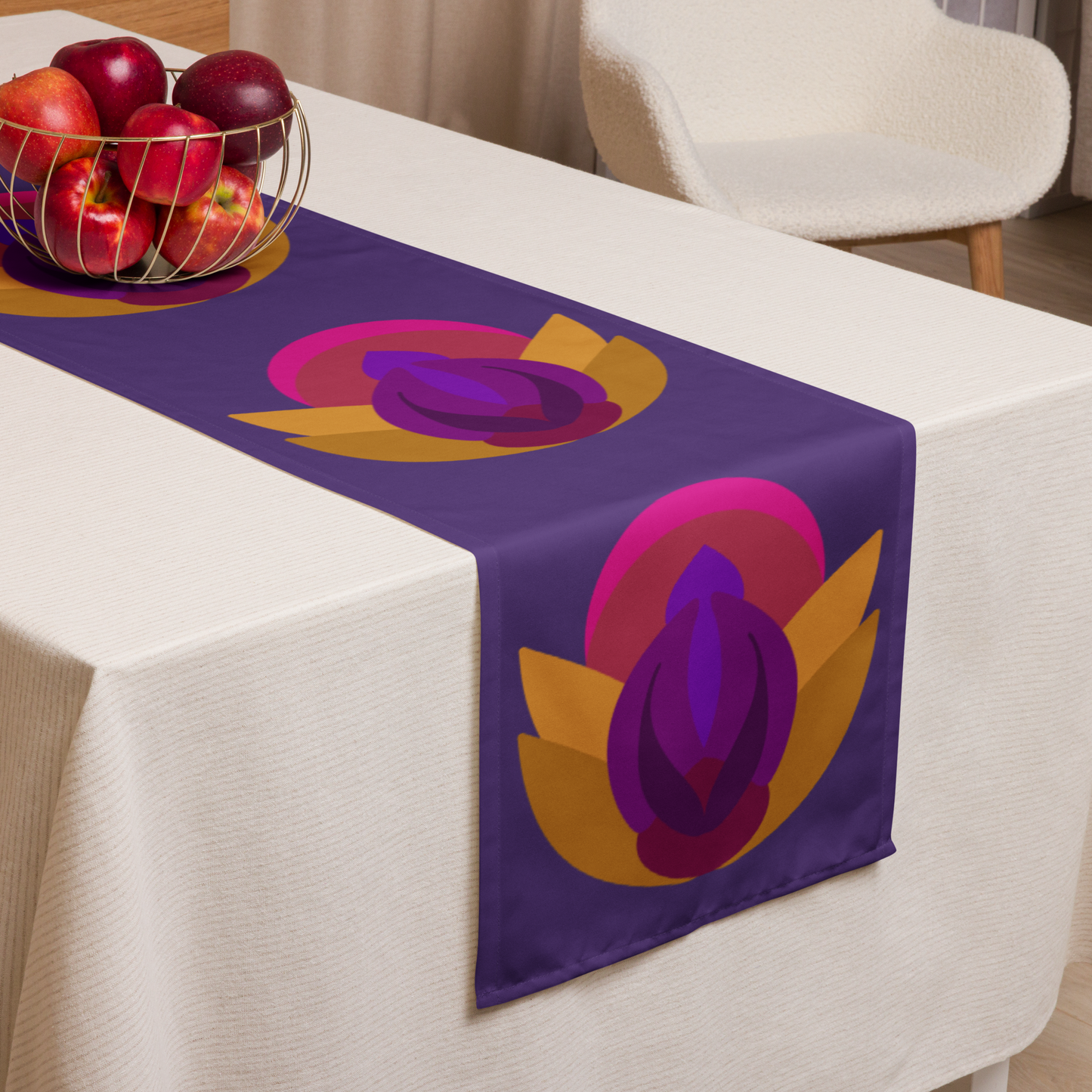 Retro Lotus Table Runner