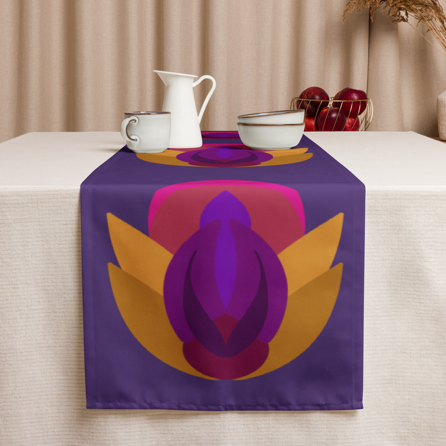 Retro Lotus Table Runner