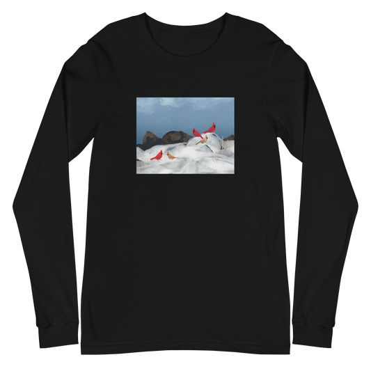 Winter Cardinals Unisex Langarm T-Shirt