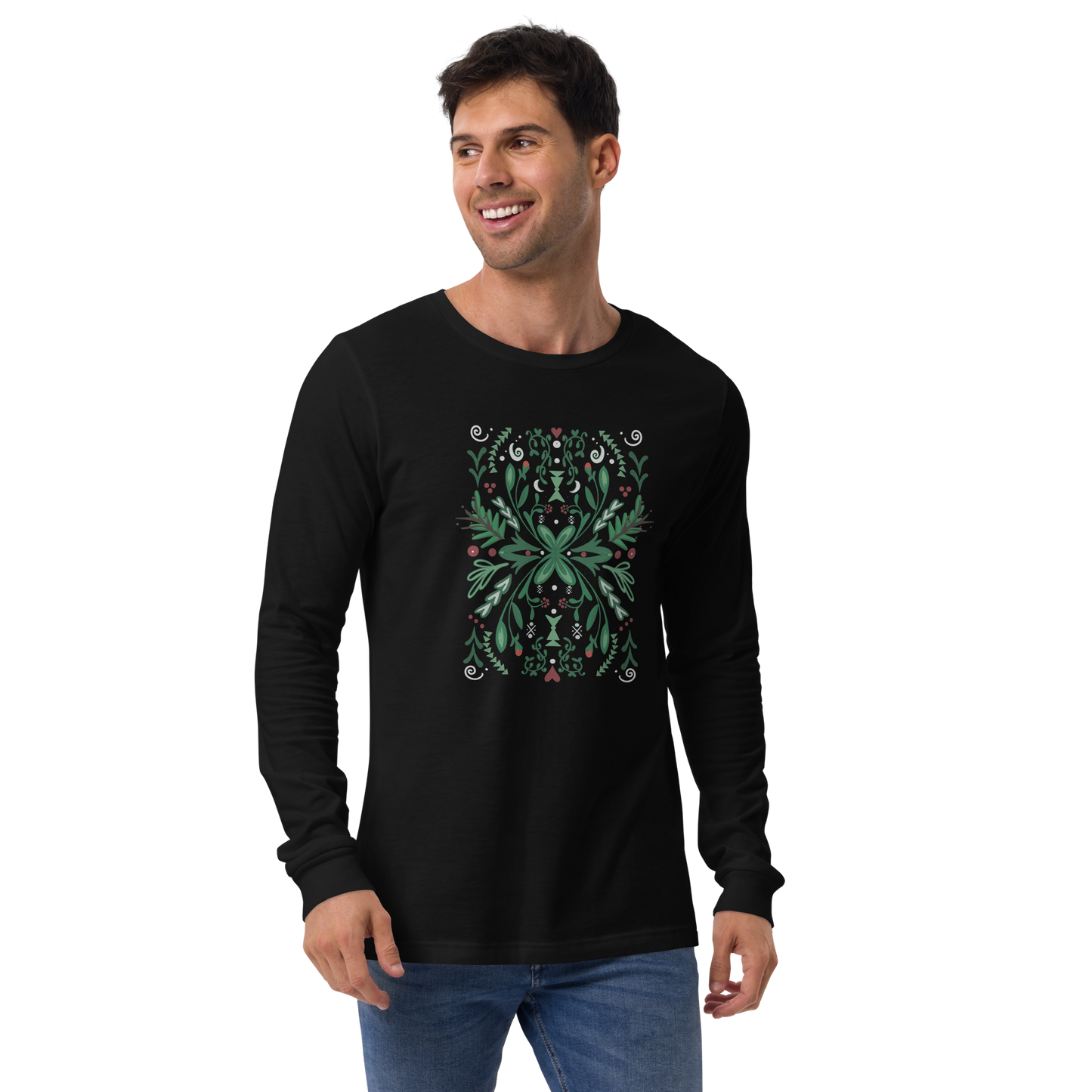 Winter Spirit Folk Art Langarm-T-Shirt