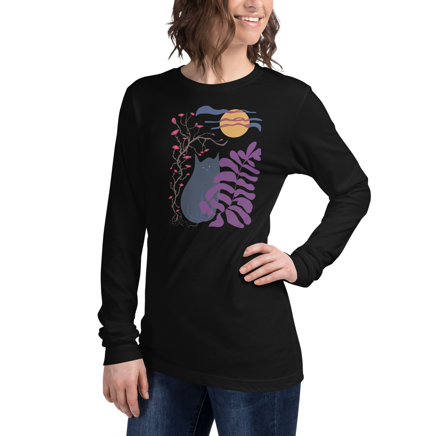 Moon Cat Long Sleeve Tee