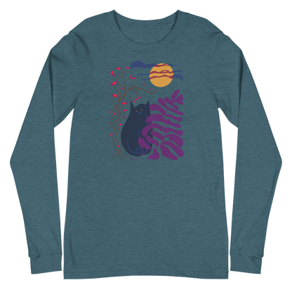 Camiseta de manga larga con gato lunar