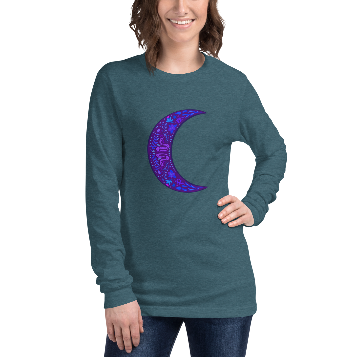 Serpent Moon Folk Art Unisex Long Sleeve Tee