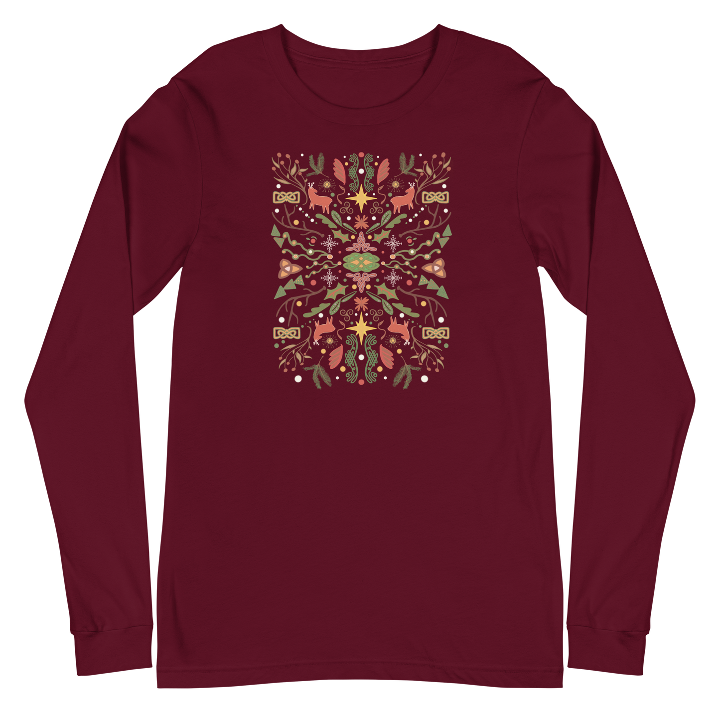 Celtic Christmas Folk Art Long Sleeve Tee