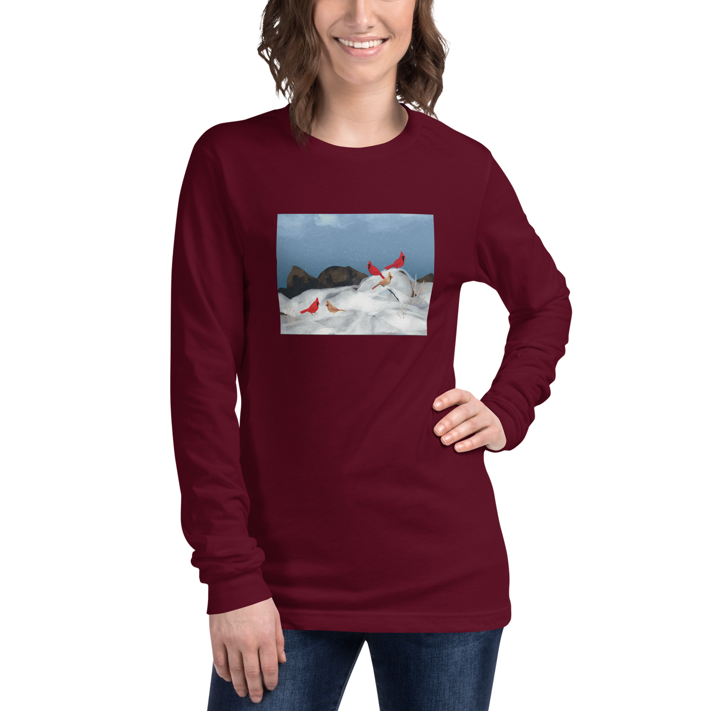 Winter Cardinals Unisex Long Sleeve Tee