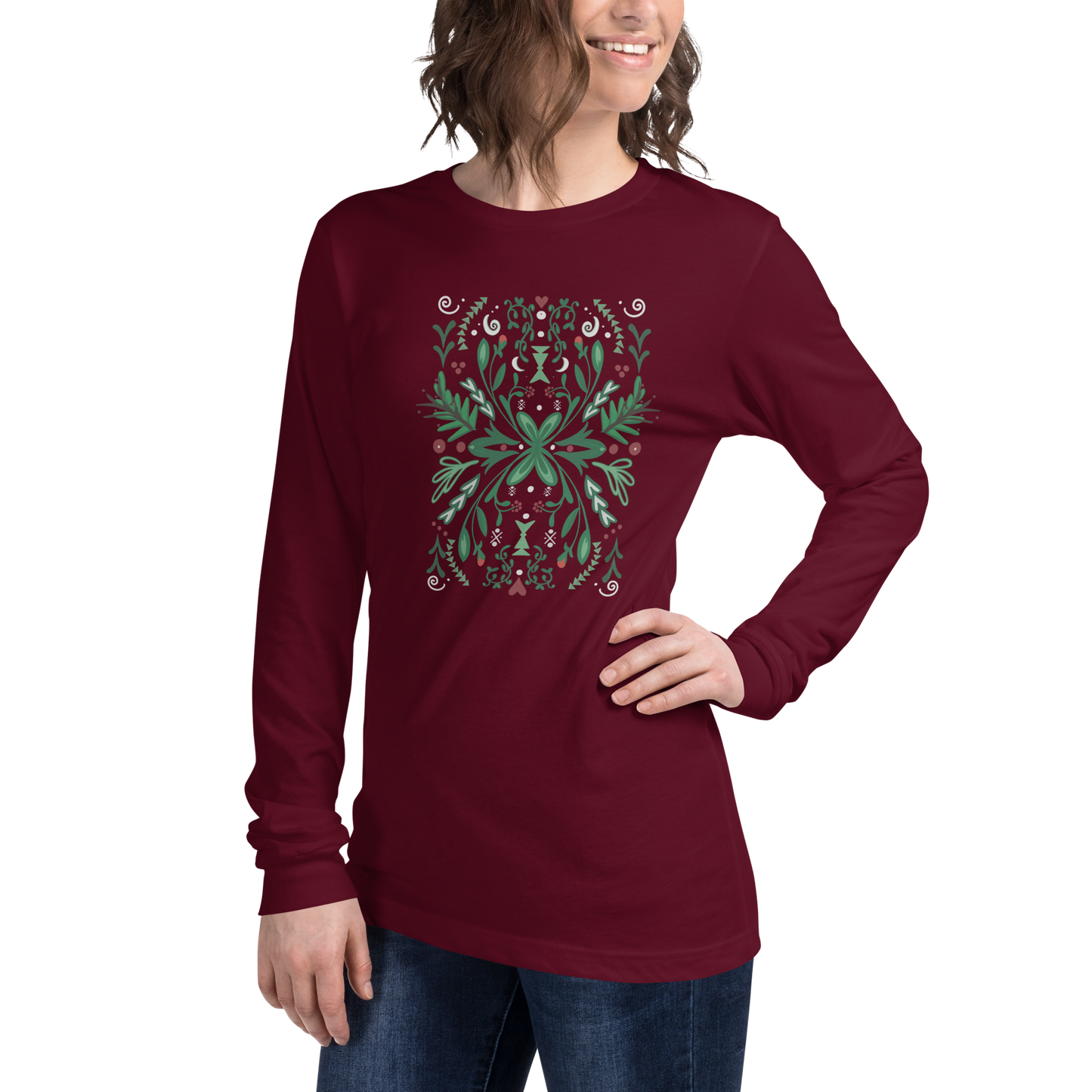 Winter Spirit Folk Art Langarm-T-Shirt