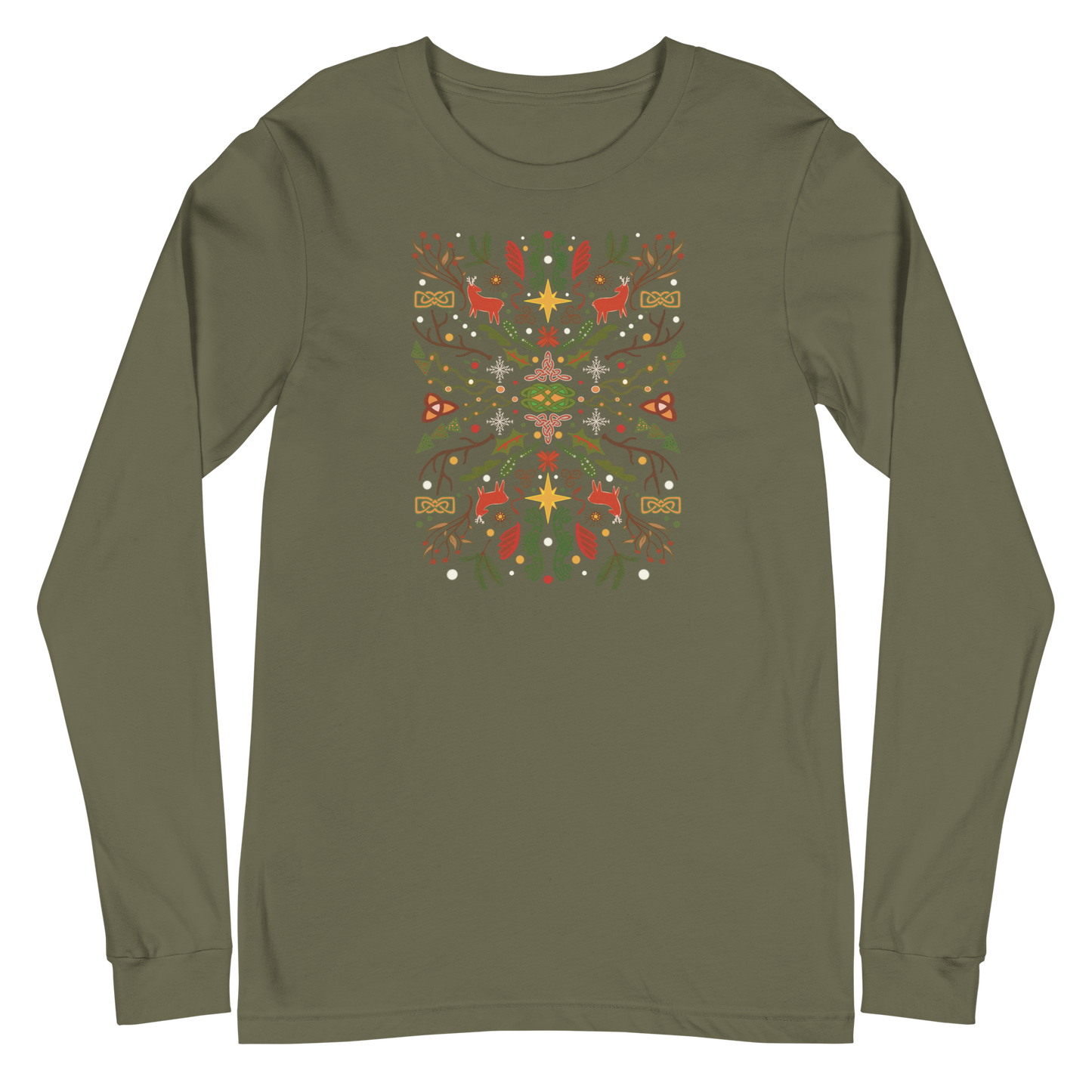 Keltisches Weihnachts-Volkskunst-Langarm-T-Shirt