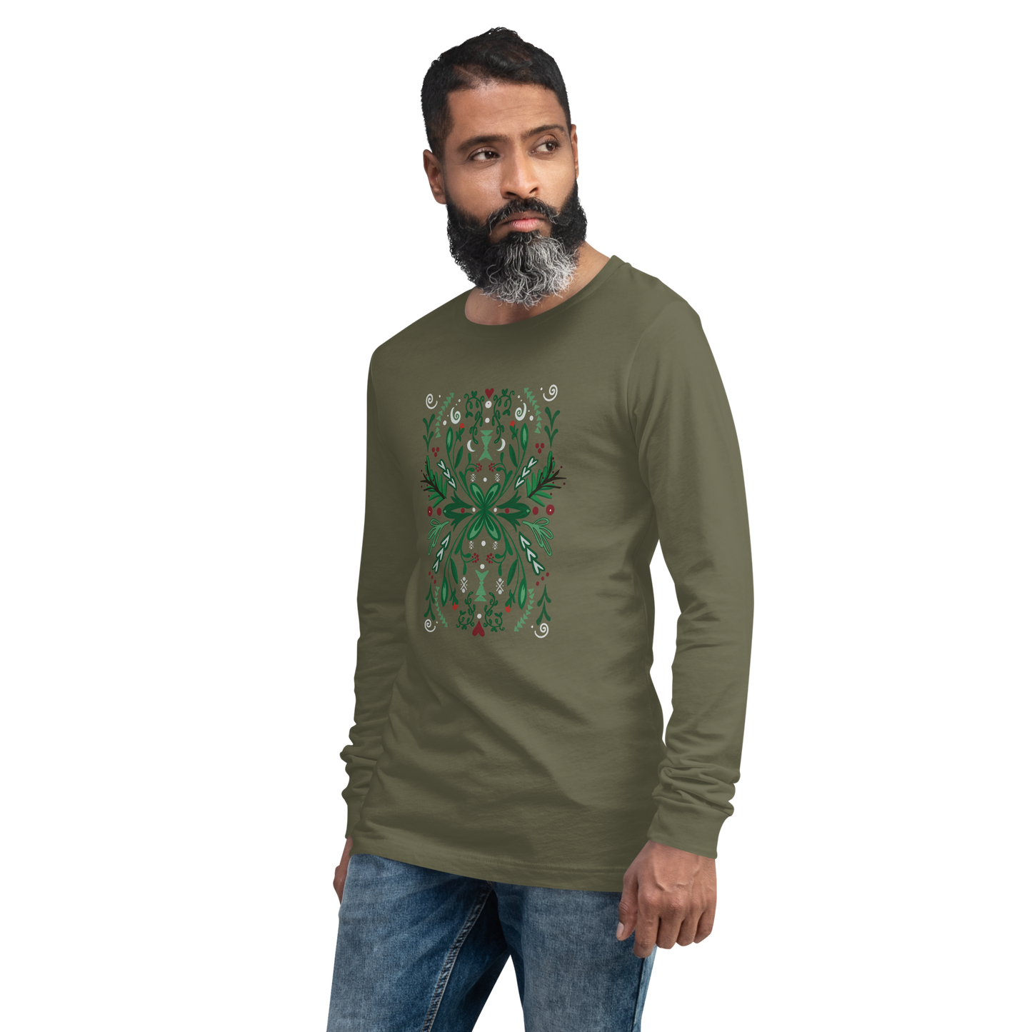 Winter Spirit Folk Art Langarm-T-Shirt